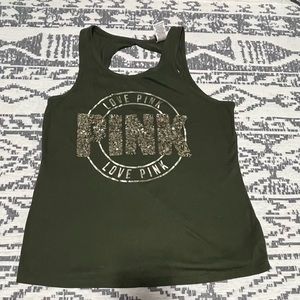 Women’s Victoria secret tank top size large. Green with gold letters